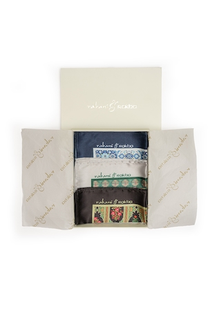 Rabani & Rakha Multi Printed Satin Pocket Square Gift Box - Set of 3