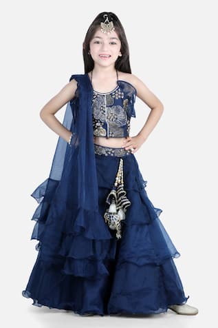 The Little Celebs Ruffle Lehenga Blouse Set 