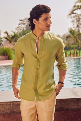 Shop Green designer Shirts for Men Online Aza Fashions