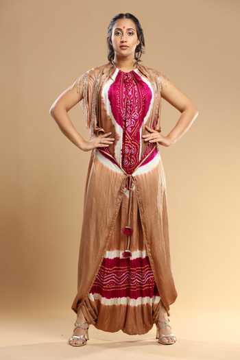 Etasha By Asha Jain Bandhani Pattern Embellished Jumpsuit 
