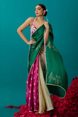 Latha Puttanna Colorblock Embroidered Saree 