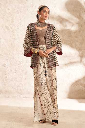 Aditi Somani Printed Kimono Jacket & Pant Set 