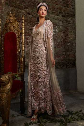Cherie D Duchess Column Gown With Cape 