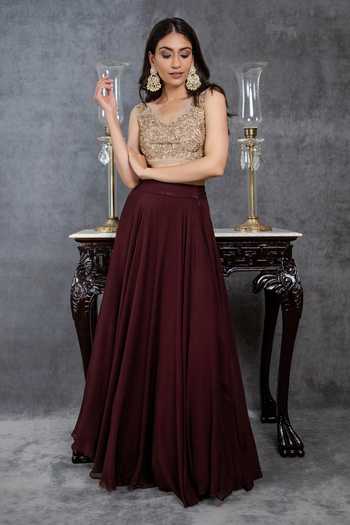 Sunita Bhandari Floral Embroidered Blouse & Lehenga Set 