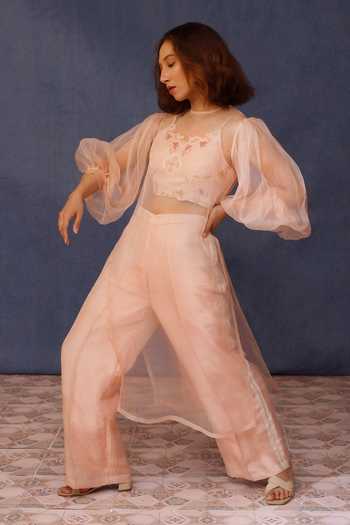 Chokhi Chorri Alya Balloon Sleeve Sheer Kurta Pant Set 