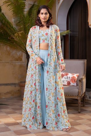 Suruchi Parakh Floral Print Long Jacket & Pant Set 