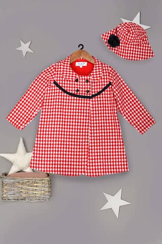 Pankhuri By Priyanka Checkered Pattern Blazer With Hat 