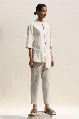 Yuki Checkered Hand Block Print Shirt 