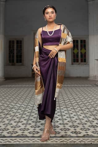 Sheela Suthar Satin Bustier & Draped Skirt Set 