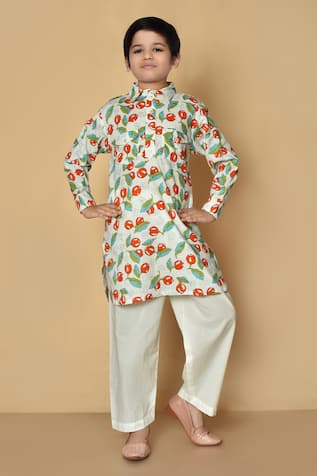 Pankhuri By Priyanka Pathani Hand Block Print Kurta Set 