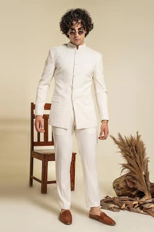 Aleppo Geometric Embroidered Bandhgala & Trouser Set 