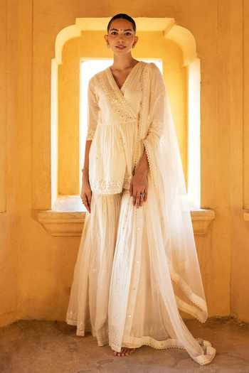 Preevin Thread & Mirror Embroidered Sharara Set 