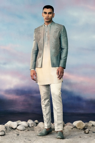 Rohit Gandhi + Rahul Khanna Zephyr Embellished Bandhgala Kurta Set