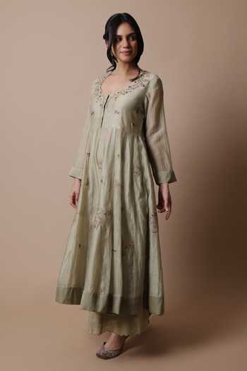 Rhua Afra Flower Vine Embroidered Anarkali Set 