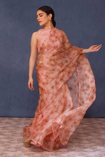 Chokhi Chorri Amina Moroccan Tile Print Saree With Blouse 