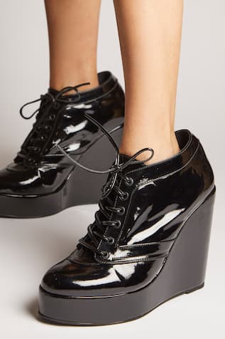 Patent Gloss Pattern Sneaker Wedges 
