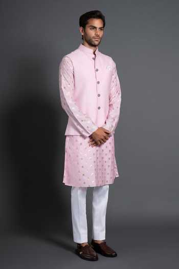 Raghavendra Rathore Jodhpur Silk Thread Work Waistcoat 