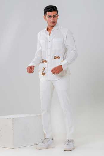 Amrit Dawani Tiger Motif Hand Painted Shirt 