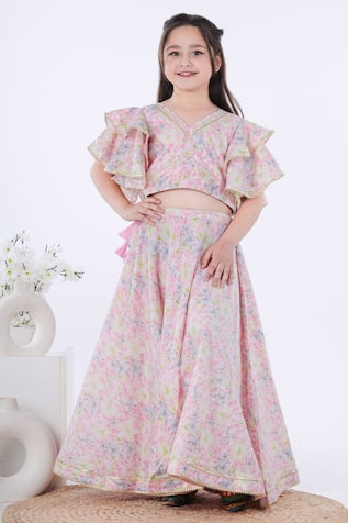 Qurbat Printed Lehenga & Crop Top Set 