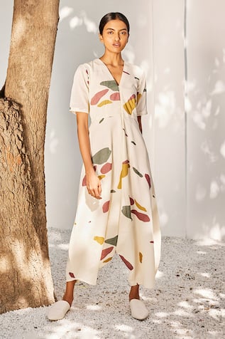 Kharakapas Time Lapse Terracotta Print Jumpsuit 