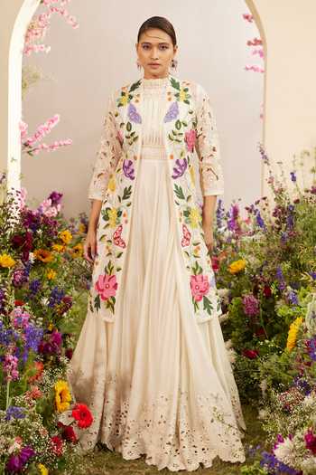 Chandrima Chanderi Ruched Maxi Dress 
