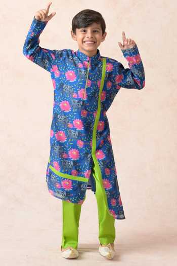Thetaa Lotus Print Kurta With Pant 