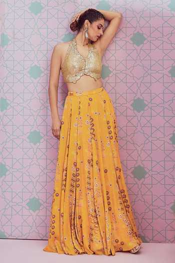 Krisha Sunny Ramani Panelled Lehenga With Sequin Embellished Blouse 