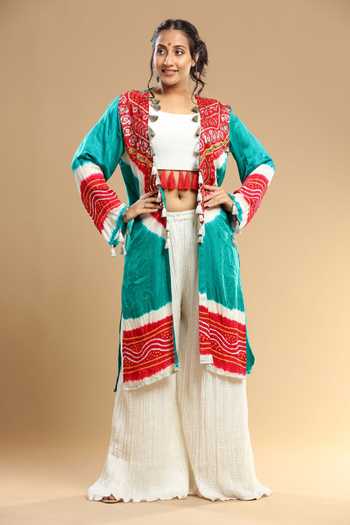 Etasha By Asha Jain Bandhani Jacket & Palazzo Set 