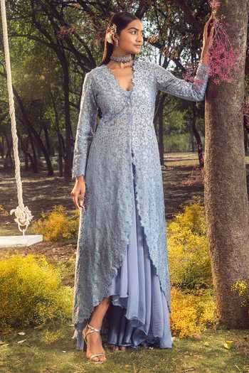 Nitika Gujral Floral Pattern Jacket Lehenga Set 