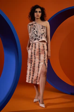 The Dramebaaz CO Calla One Shoulder Top & Skirt Set 