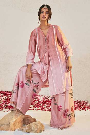 Sage Saga Mahgul Lace Work Kurta & Printed Sharara Set 