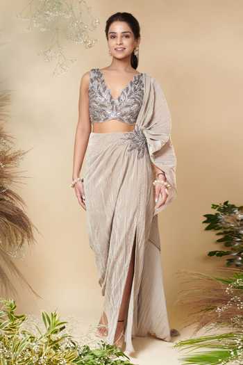 Reeti Arneja Azura Pre-Draped Saree With Embroidered Blouse 
