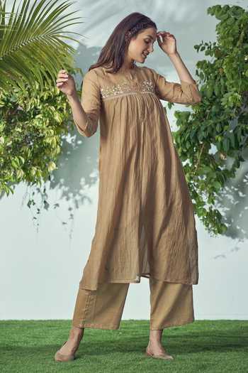 Affroz Embroidered Yoke Gathered Kurta Set 