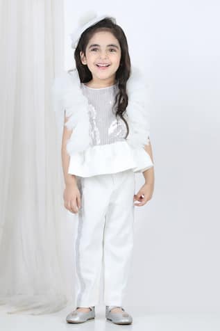 Sequin Work Peplum Top & Pant Set 