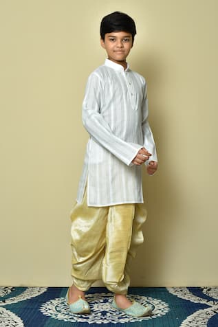 Cotton Stripe Pattern Kurta & Dhoti Set 