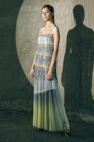 Chiffon Embroidered Gown 