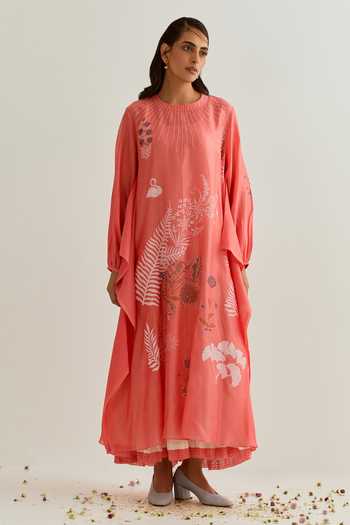 Prama By Pratima Pandey Printed Chanderi Dress With Inner 