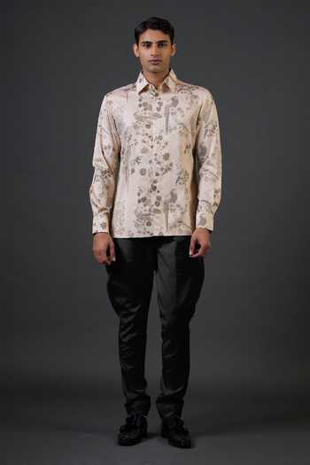 Balance by Rohit Bal Bird & Floral Print Fitted Shirt 