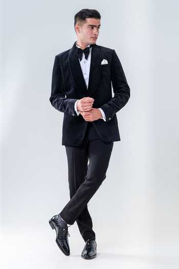Amrit Dawani Velvet Shawl Lapel Collar Tuxedo Set 