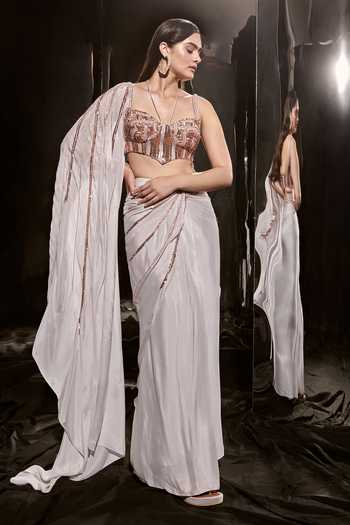 Masumi Mewawalla Sequin Embellished Skirt With Corset Blouse 