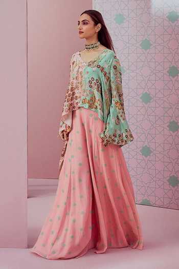 Krisha Sunny Ramani Jhumka Print Short Top & Sharara Set 