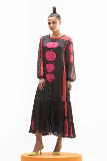 Nautanky Round Neck Gathered Dress 