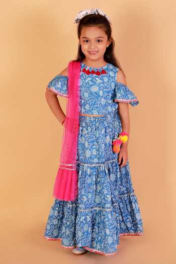 Lil Drama Jaipuri Floral Print Cotton Lehenga Set 