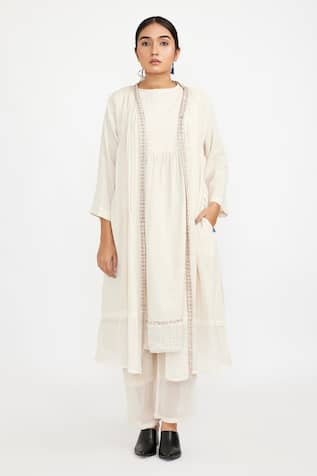 Jayati Goenka Pintuck Robe Solid Tunic Set 