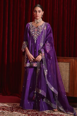 Ajiesh Oberoi Manu Embroidered Kurta Gharara Set 