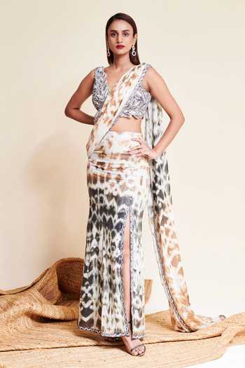 Reeti Arneja Siren Pre-Stitched Saree With Embroidered Blouse 