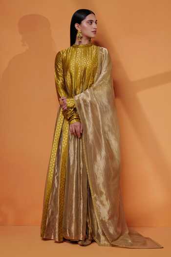 Taisha Handwoven Panelled Anarkali With Dupatta 