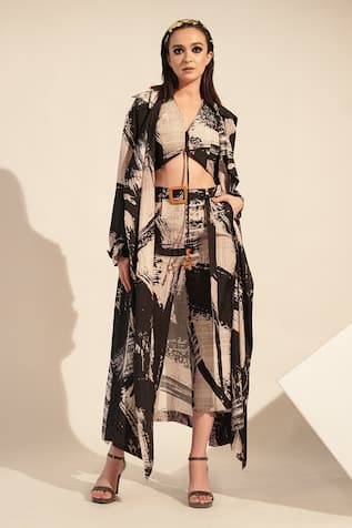 Silk Brush Stroke Print Top 