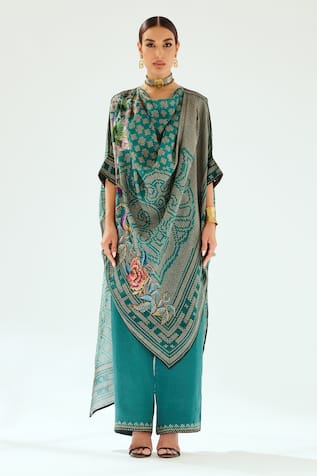 Rajdeep Ranawat Montijo Silk Cowl Neck Kaftan Tunic 