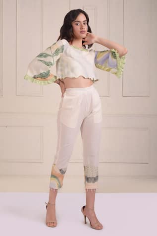 Shwetanga Printed Organic Cotton Cropped Pant Set 